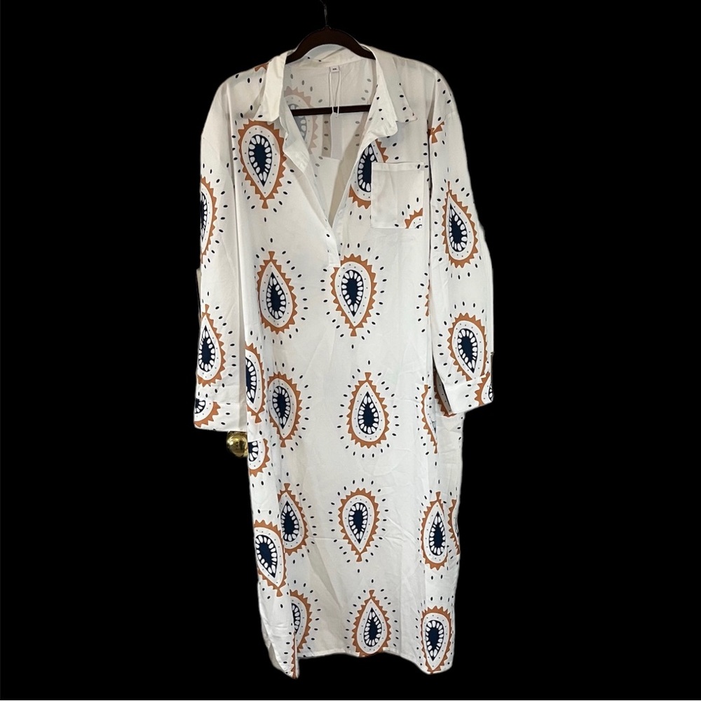 Full length shirt dress. Paisley type of pattern, unbranded,SZ XXL, loose comfy